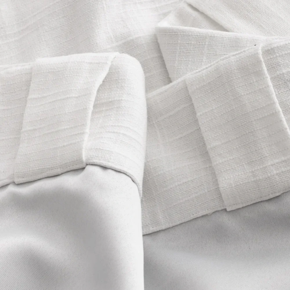 NWOT QUINCE 48x108 Cotton Slub Room Darkening Curtain White 8520